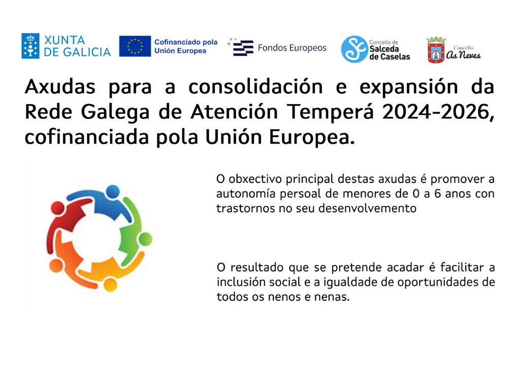 Axudas para a consolidación e expansión da Rede Galega de Atención Temperá 2024-2026, cofinanciada pola Unión Europea