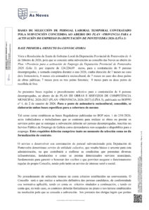 BASES DE SELECCIÓN DE PERSOAL LABORAL TEMPORAL CONTRATADO POLA SUBVENCIÓN CONCEDIDA AO ABEIRO DO PLAN +PROVINCIA PARA A ACTIVACIÓN DO EMPREGO DA DEPUTACIÓN DE PONTEVEDRA 2026 (LIÑA 3)