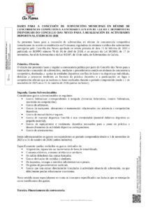 BASES PARA A CONCESIÓN DE SUBVENCIÓNS MUNICIPAIS EN RÉXIME DE CONCORRENCIA COMPETITIVA A ENTIDADES SEN FIN DE LUCRO E DEPORTISTAS INDIVIDUAIS DO CONCELLO DAS NEVES PARA A REALIZACIÓN DE ACTIVIDADES DEPORTIVAS, EXERCICIO 2026