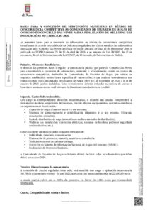 BASES PARA A CONCESIÓN DE SUBVENCIÓNS MUNICIPAIS EN RÉXIME DE CONCORRENCIA COMPETITIVA ÁS COMUNIDADES DE USUARIOS DE AUGAS DE CONSUMO DO CONCELLO DAS NEVES PARA A REALIZACIÓN DE MELLORAS DAS INSTALACIÓNS NO EXERCICIO 2026